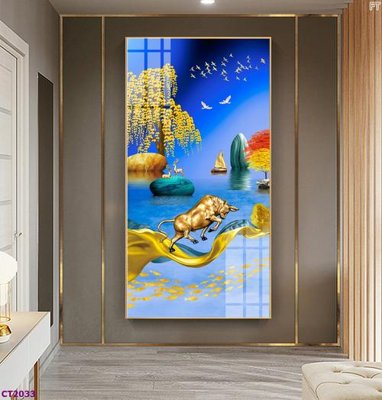 Tải file File tranh cây tiền tài lộc hoa đào tết CT2033 (ảnh gốc) in tráng gương