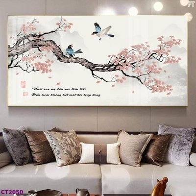 Tải file File tranh cây tiền tài lộc hoa đào tết CT2050 (PSD) cho in ấn quảng cáo