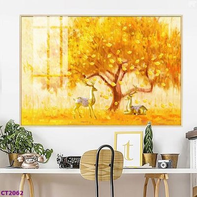 File gốc in ấn File tranh cây tiền tài lộc hoa đào tết CT2062 độ phân giải cao