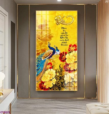 File in ấn File tranh cây tiền tài lộc hoa đào tết CT2071 (bản gốc) cao cấp