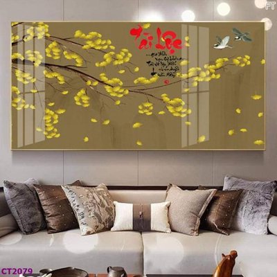 File tranh gốc File tranh cây tiền tài lộc hoa đào tết CT2079 (bản đẹp) độc quyền