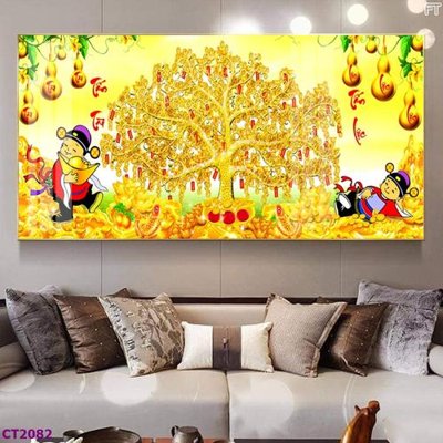 File gốc File tranh cây tiền tài lộc hoa đào tết CT2082 (dành cho quảng cáo)