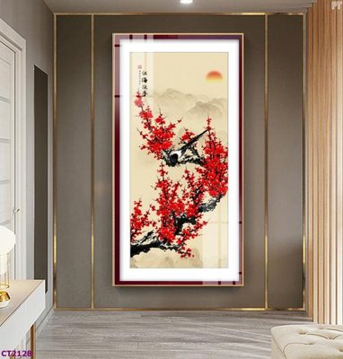 Tải về file gốc File tranh cây tiền tài lộc hoa đào tết CT2128 (chuẩn in ấn)