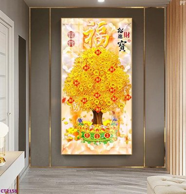 File tranh File tranh cây tiền tài lộc hoa đào tết CT2151 (gốc) chủ đề thành phố