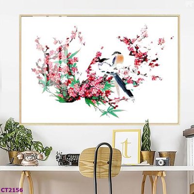 File gốc File tranh cây tiền tài lộc hoa đào tết CT2156 (bản quyền) cho in ấn