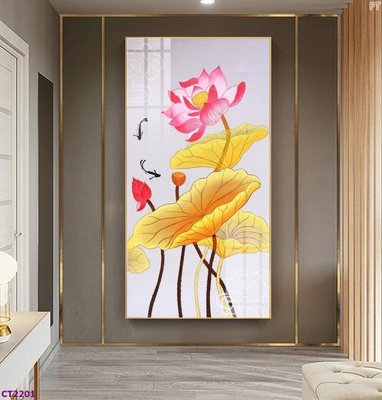 Tải file File tranh cây tiền tài lộc hoa đào tết CT2201 (gốc) làm tranh trang trí