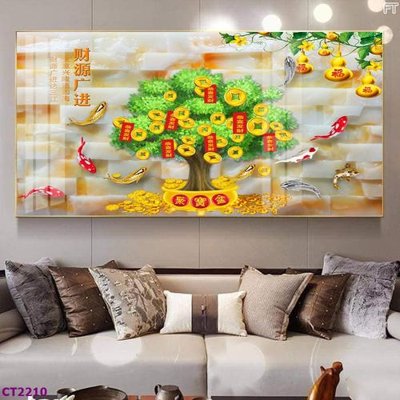 Tải file gốc File tranh cây tiền tài lộc hoa đào tết CT2210 (in khổ lớn) không vỡ
