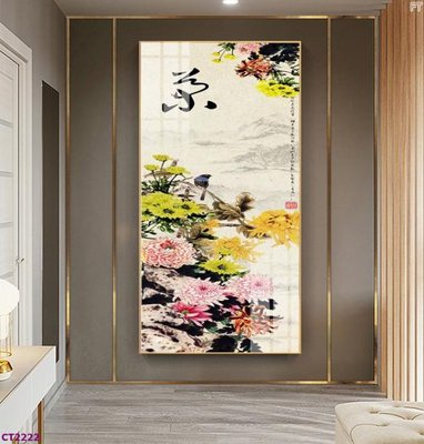 File ảnh File tranh cây tiền tài lộc hoa đào tết CT2222 (gốc) in biển hiệu