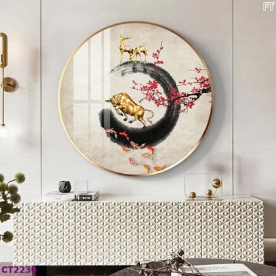 Tải file File tranh cây tiền tài lộc hoa đào tết CT2230 (gốc) in tranh tráng gương