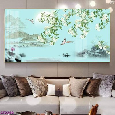 Download file ảnh gốc File tranh cây tiền tài lộc hoa đào tết CT2242 để in ấn