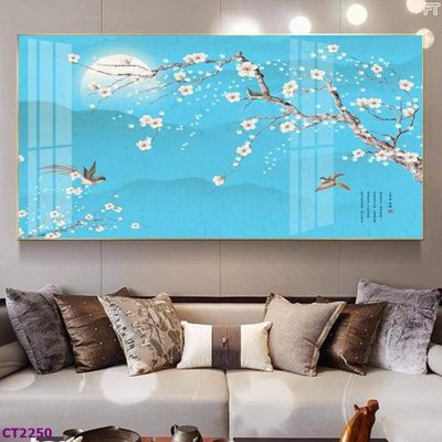 File gốc File tranh cây tiền tài lộc hoa đào tết CT2250 (chủ đề hiện đại) trang trí