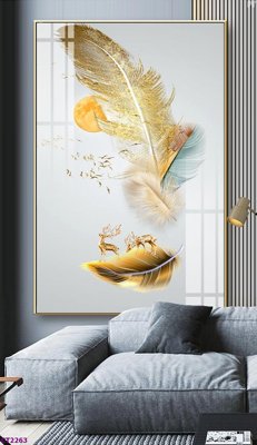 File gốc File tranh cây tiền tài lộc hoa đào tết CT2263 (in 3D) cho trang trí