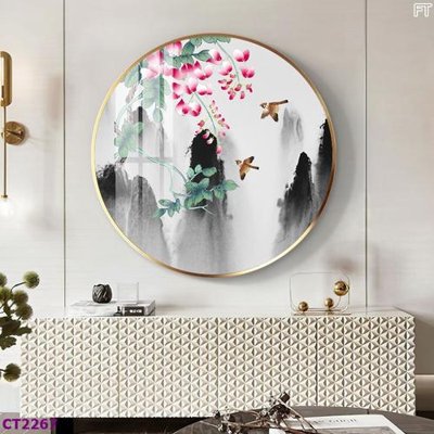 File gốc File tranh cây tiền tài lộc hoa đào tết CT2267 (in 3D) nghệ thuật