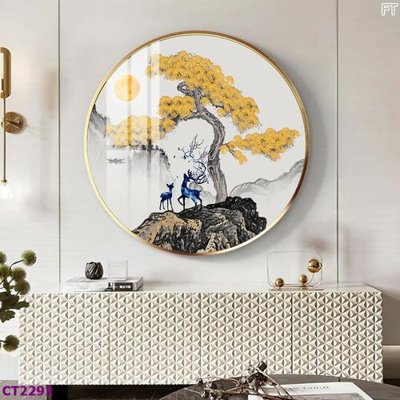 File PSD File tranh cây tiền tài lộc hoa đào tết CT2292 (bản gốc) cho nhà in