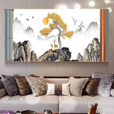 Tải file gốc File tranh cây tiền tài lộc hoa đào tết CT2304 (bản PSD) còn layer