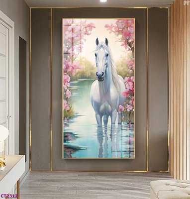 File gốc File tranh cây tiền tài lộc hoa đào tết CT2312 (in lụa) hoa văn cổ điển