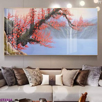 File in ấn chuyên nghiệp File tranh cây tiền tài lộc hoa đào tết CT2314 (file gốc)