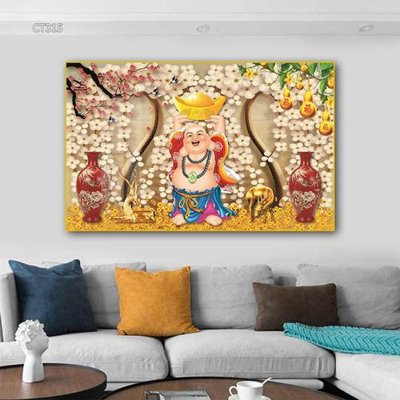 File in mica Tranh thần tài cây tiền CT315 (bản gốc) sắc sảo