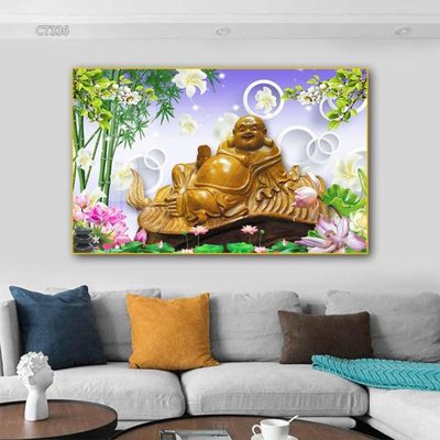 Download file gốc Tranh thần tài cây tiền CT336 (in mica) trong suốt