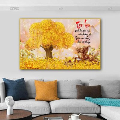 File tranh in trần Tranh thần tài cây tiền CT366 (ảnh gốc siêu nét)