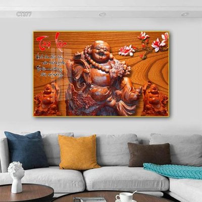 Tải file PSD Tranh thần tài cây tiền CT377 (nguyên layer) để in