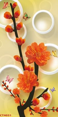 Ảnh gốc File tranh hoa đào hoa mai tài lộc CT4031 (siêu chi tiết) để in ấn