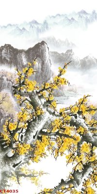 File tranh gốc File tranh hoa đào hoa mai tài lộc CT4035 (bản quyền) độc đáo