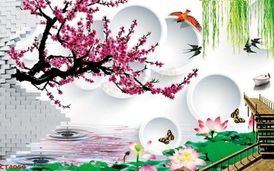 File gốc File tranh hoa đào hoa mai tài lộc CT4050 (cho in ấn) từ kho Filetranh