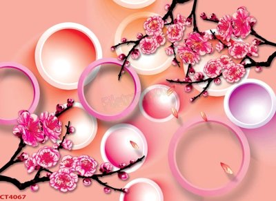 File gốc File tranh hoa đào hoa mai tài lộc CT4067 (cho in UV) siêu nét