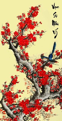 Tải file File tranh hoa đào hoa mai tài lộc CT4084 (gốc) chủ đề phong thủy