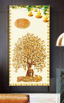 File gốc Tranh thần tài cây tiền CT409 (ảnh chi tiết) để in trần