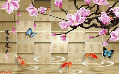 File in mica File tranh hoa đào hoa mai tài lộc CT4109 (bản gốc) sắc sảo