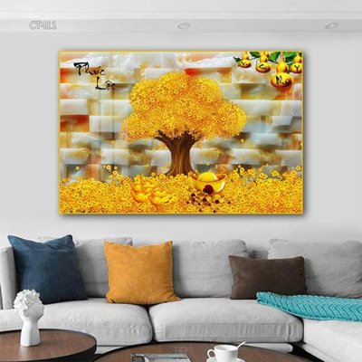 File gốc Tranh thần tài cây tiền CT411 cho in ấn và thiết kế