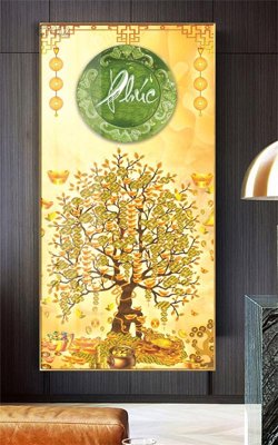 File gốc in ấn Tranh thần tài cây tiền CT412 độ phân giải cao