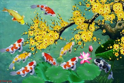 File tranh File tranh hoa đào hoa mai tài lộc CT4124 (bản gốc) in canvas