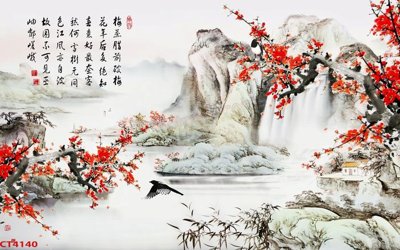 File in ấn File tranh hoa đào hoa mai tài lộc CT4140 chuyên nghiệp