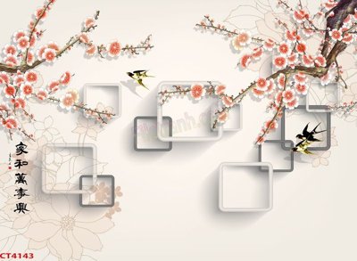 File gốc File tranh hoa đào hoa mai tài lộc CT4143 (ảnh chi tiết) để in trần