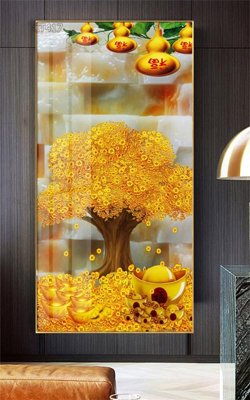 File gốc Tranh thần tài cây tiền CT417 (trang trí) phòng làm việc