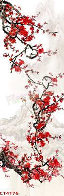 File in lụa File tranh hoa đào hoa mai tài lộc CT4176 (chất lượng cao) File tranh hoa đào hoa mai tài lộc CT4176