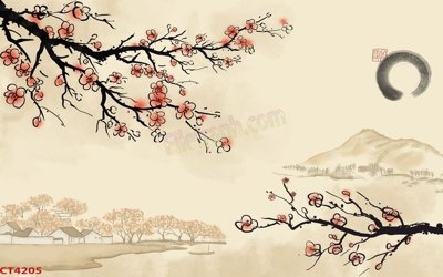 Tải file File tranh hoa đào hoa mai tài lộc CT4205 (gốc) làm file thiết kế