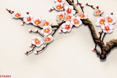 File gốc File tranh hoa đào hoa mai tài lộc CT4207 cho in ấn và thiết kế