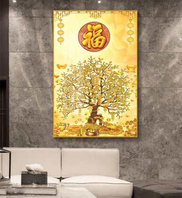 Download file Tranh thần tài cây tiền CT421 (chuẩn in) Tranh thần tài cây tiền CT421