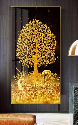 File gốc Tranh thần tài cây tiền CT428 (in lụa) họa tiết 3D