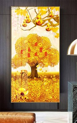 File gốc Tranh thần tài cây tiền CT429 (PSD/TIFF) độ phân giải cao