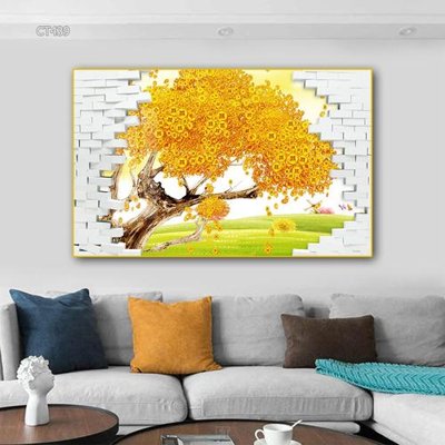 File in ấn Tranh thần tài cây tiền CT439 chuyên nghiệp