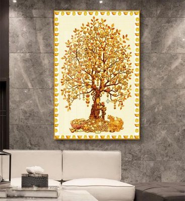 File gốc Tranh thần tài cây tiền CT445 (cho in ấn) từ Filetranh.com