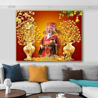 Tệp tin gốc Tranh thần tài cây tiền CT446 (dùng cho in ấn) chuyên nghiệp