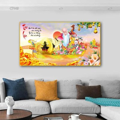 File tranh Tranh thần tài cây tiền CT449 (gốc) phong cách tối giản