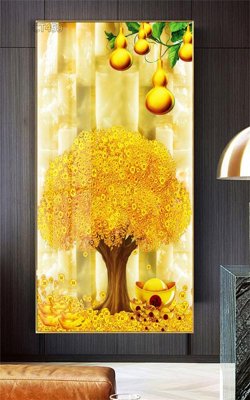 Tải file Tranh thần tài cây tiền CT459 (gốc) chủ đề hoa sen