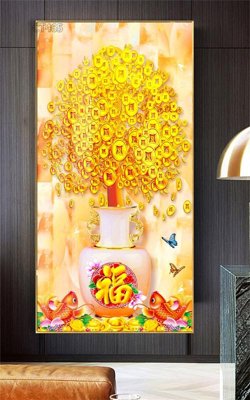 Tải file Tranh thần tài cây tiền CT465 (gốc) in tranh tráng gương